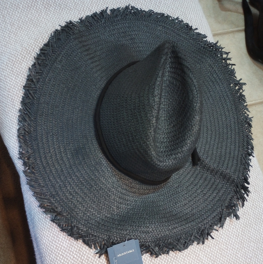 Black Straw Sun Hat Large Floppy by Universal Threads